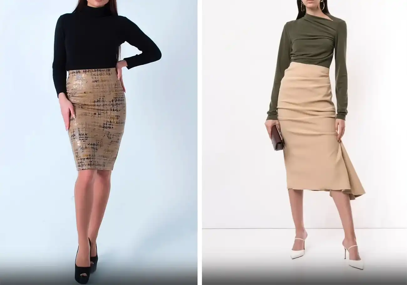 top and skirt then and now